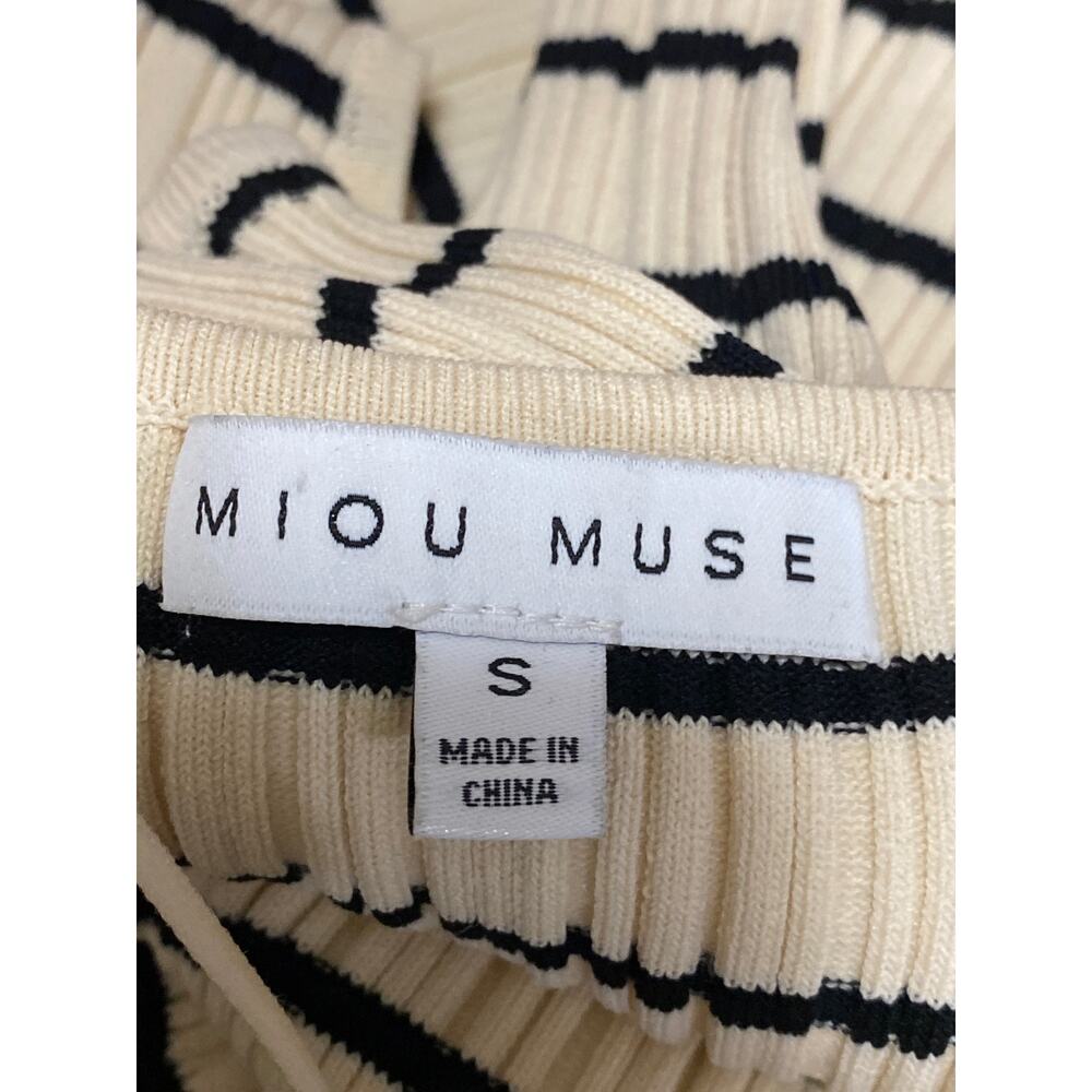 Miou Muse Women's Cream Black Stripe Ribbed Sleeveless Maxi Tank Dress Size S - Picture 5 of 6